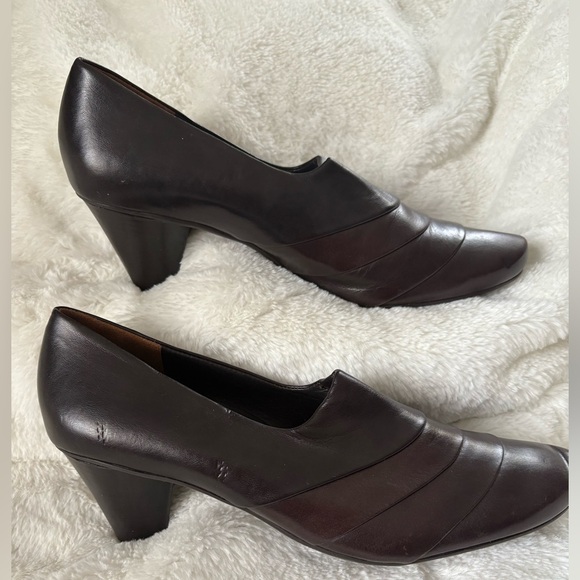 Paul Green Munchen Dark Brown Leather Women’s Slip On Heels Size: 7 - Picture 1 of 9